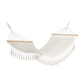 Hamac bumbac poliester alb lemn natur Milor 200x100 cm