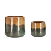 Set 2 ghivece flori teracota ocru gri Thran Ø35x32h; ø48x43h