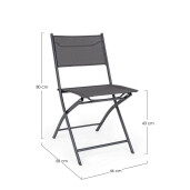 Set 4 scaune gradina, terasa otel textilen gri charcoal Martinez 46x58x80h