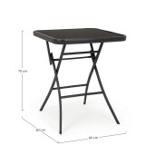 Masa gradina, terasa pliabila otel sticla neagra Martinez 60x60x70h