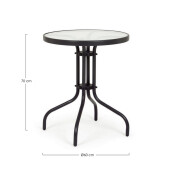 Masa gradina, terasa otel negru sticla Ripley Ø60x70h