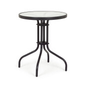 Masa gradina, terasa otel negru sticla Ripley Ø60x70h