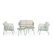 Set mobilier gradina otel verde textil bej Nixie 51x40 cm, 65x45 cm, 77x64x68 cm, 121x64x68 cm
