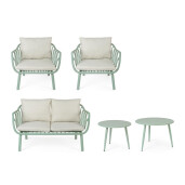 Set mobilier gradina otel verde textil bej Nixie 51x40 cm, 65x45 cm, 77x64x68 cm, 121x64x68 cm