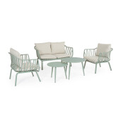 Set mobilier gradina otel verde textil bej Nixie 51x40 cm, 65x45 cm, 77x64x68 cm, 121x64x68 cm