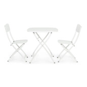 Set mobilier gradina otel alb Yvonne A:44x50x85h ; 70x70x72h