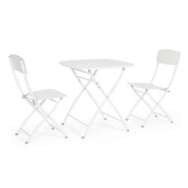 Set mobilier gradina otel alb Yvonne A:44x50x85h ; 70x70x72h