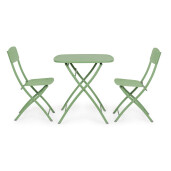 Set mobilier gradina masa, 2 scaune otel verde Yvonne 44x50x85h, 70x70x72h