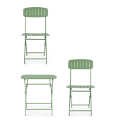 Set mobilier gradina masa, 2 scaune otel verde Yvonne 44x50x85h, 70x70x72h