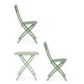 Set mobilier gradina masa, 2 scaune otel verde Yvonne 44x50x85h, 70x70x72h