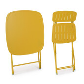 Set mobilier gradina masa, 2 scaune otel ocru Yvonne 44x50x85h, 70x70x72h