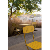 Set mobilier gradina masa, 2 scaune otel ocru Yvonne 44x50x85h, 70x70x72h