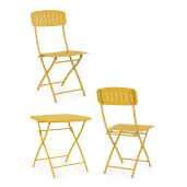 Set mobilier gradina masa, 2 scaune otel ocru Yvonne 44x50x85h, 70x70x72h