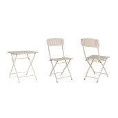 Set mobilier gradina masa, 2 scaune otel champagne Yvonne 44x50x85h, 70x70x72h