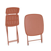 Set mobilier gradina masa, 2 scaune otel caramiziu Yvonne 44x50x85h, 70x70x72h