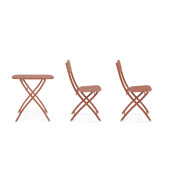 Set mobilier gradina masa, 2 scaune otel caramiziu Yvonne 44x50x85h, 70x70x72h