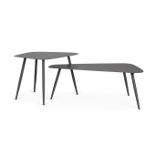 Set 2 masute cafea otel gri antracit Yvonne 54.5x52.5x45h; 96x55x35h