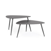 Set 2 masute cafea otel gri antracit Yvonne 77.5x73.5x35h; 77.5x73.5x45h