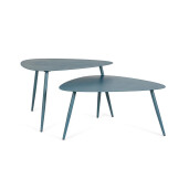 Set 2 masute cafea otel albastru Yvonne 77.5x73.5x35h; 77.5x73.5x45h