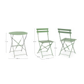 Set mobilier gradina masa, 2 scaune otel verde Austin 41x46x80x44h1(x2); ø60x71h