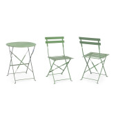 Set mobilier gradina masa, 2 scaune otel verde Austin 41x46x80x44h1(x2); ø60x71h