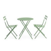 Set mobilier gradina masa, 2 scaune otel verde Austin 41x46x80x44h1(x2); ø60x71h