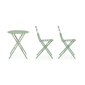 Set mobilier gradina masa, 2 scaune otel verde Austin 41x46x80x44h1(x2); ø60x71h