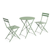 Set mobilier gradina masa, 2 scaune otel verde Austin 41x46x80x44h1(x2); ø60x71h