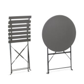 Set mobilier gradina masa, 2 scaune otel gri charcoal Austin 41x46x80x44h1(x2); ø60x71h