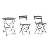 Set mobilier gradina masa, 2 scaune otel gri charcoal Austin 41x46x80x44h1(x2); ø60x71h