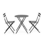Set mobilier gradina masa, 2 scaune otel gri charcoal Austin 41x46x80x44h1(x2); ø60x71h