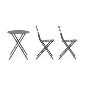 Set mobilier gradina masa, 2 scaune otel gri charcoal Austin 41x46x80x44h1(x2); ø60x71h