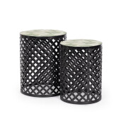 Set 2 masute cafea otel ceramica multicolora Loire Ø30x41h; ø35x45h