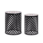 Set 2 masute cafea otel ceramica multicolora Mykonos Ø30x41h; ø35x45h