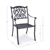Set 4 scaune gradina aluminiu gri antracit Ivrea 65x60x92h