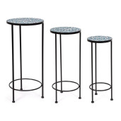 Set 3 suporturi flori otel ceramica Samos Ø30x68h; ø25x57h; ø20x51h