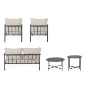 Set mobilier gradina otel gri charcoal textil bej Otsuni