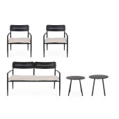 Set mobilier gradina otel gri charcoal textil bej Gargano