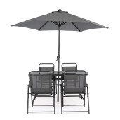Set mobilier gradina cu umbrela soare otel gri charcoal Pompei 