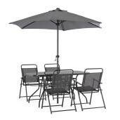 Set mobilier gradina cu umbrela soare otel gri charcoal Pompei 