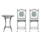 Set mobilier gradina otel ceramica multicolora Positano 38x38x92h ; ø60x75h