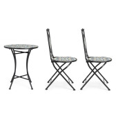 Set mobilier gradina otel ceramica multicolora Positano 38x38x92h ; ø60x75h