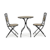 Set mobilier gradina otel negru ceramica maro Kansas 38x38x92h ; ø60x75h