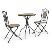 Set mobilier gradina otel negru ceramica maro Kansas 38x38x92h ; ø60x75h
