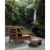 Fotoliu lemn maro textil visiniu Bali 90x90x81 cm