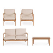 Set mobilier gradina, terasa lemn acacia textil bej Danubio 100x50x41 cm, 68.5x83.5x82 cm, 130x83.5x82 cm