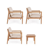 Set mobilier gradina, terasa lemn acacia textil bej Danubio 100x50x41 cm, 68.5x83.5x82 cm, 130x83.5x82 cm