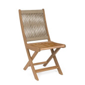 Set 2 scaune gradina, terasa lemn acacia textil bej Danubio 42x61x90h