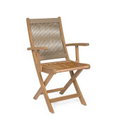 Set 2 scaune pliabile gradina, terasa lemn acacia textil taupe Danubio 51.5x61x90h