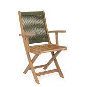 Set 2 scaune pliabile gradina, terasa lemn acacia textil verde olive Danubio 51.5x61x90h